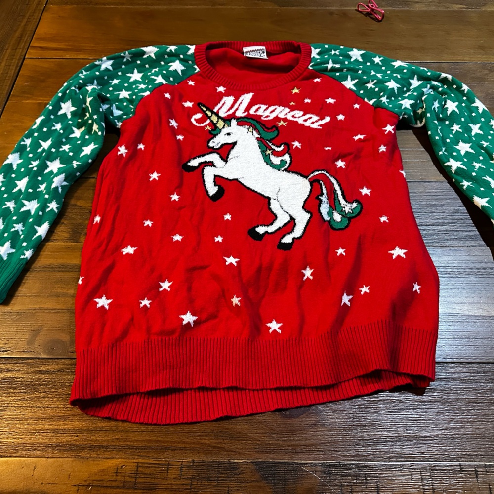 Christmas sweater magical unicorn girls 14/16 - Picture 7 of 8